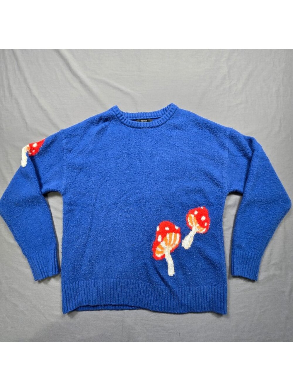 Forever 21 Medium Sweater Blue Mushrooms Crewneck Knit